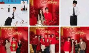 董璇携小酒窝为张维伊庆38岁生日，仪式感拉满太好磕，岳父母同款红卫衣抢镜